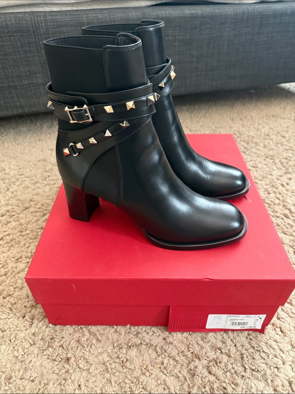Valentino, Rockstud 70mm leather boots, NEW!